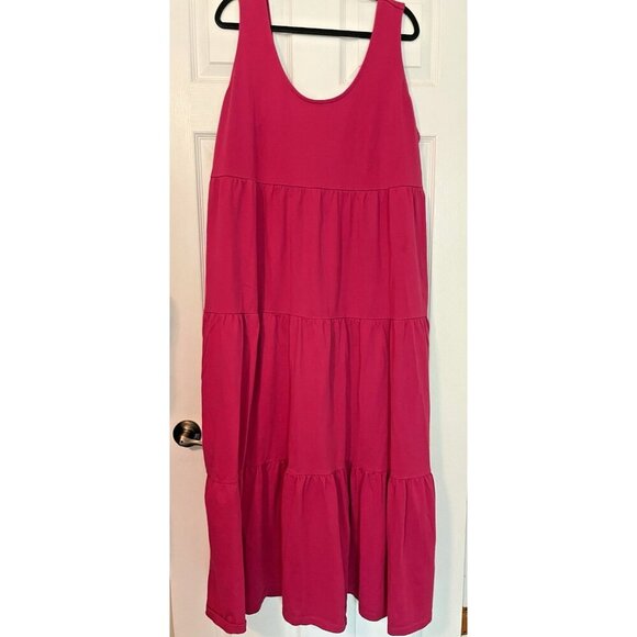 Crown and ivy Dress 1x Raspberry Pink Tiered Sun Dress Maxi Boho XL - Picture 1 of 10